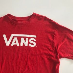 large mens red vans shirt summer new skate